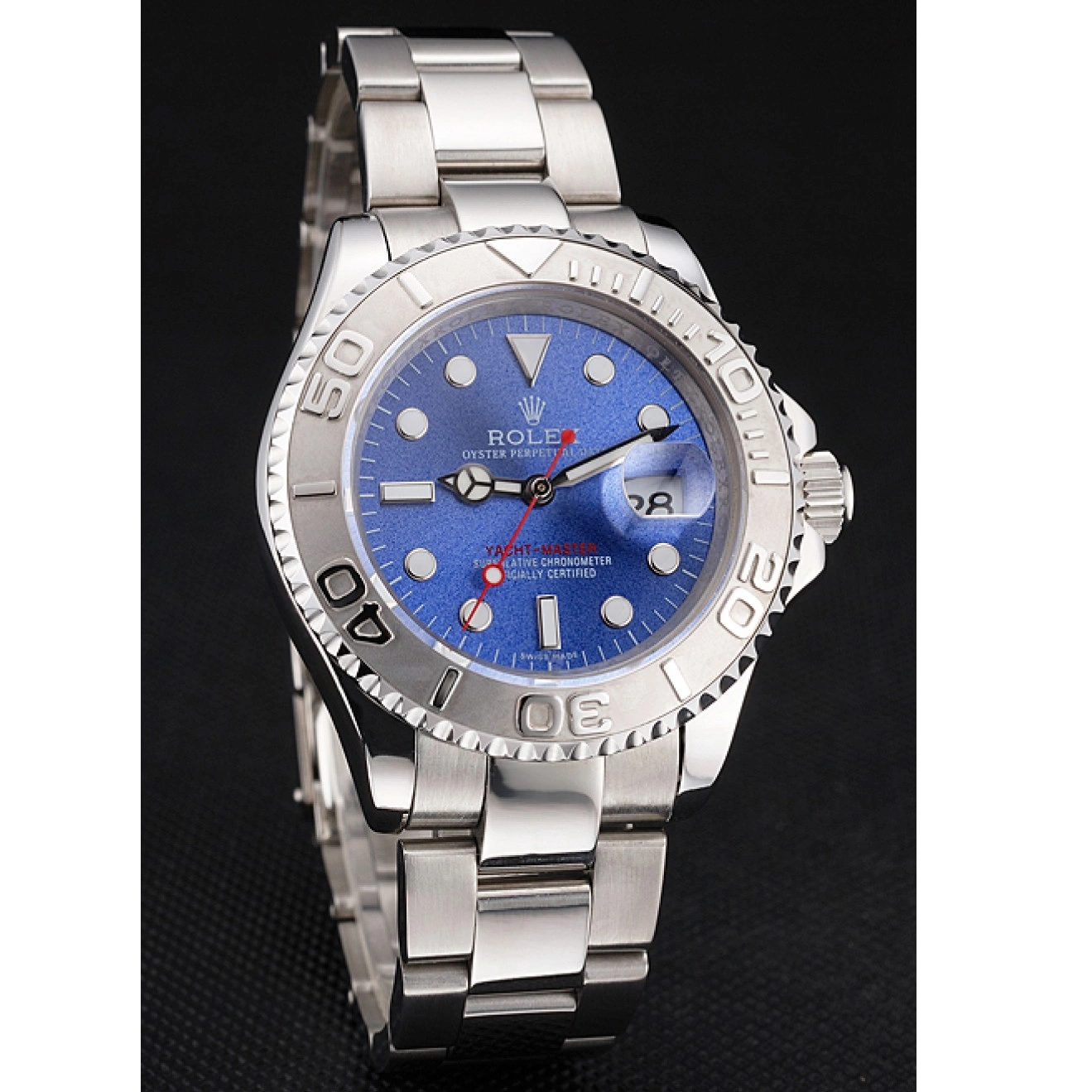 AAA Replica Watches And Blue Swiss Rolex Dial Yacht-Master Steel Stainless Case Bracelet 0719